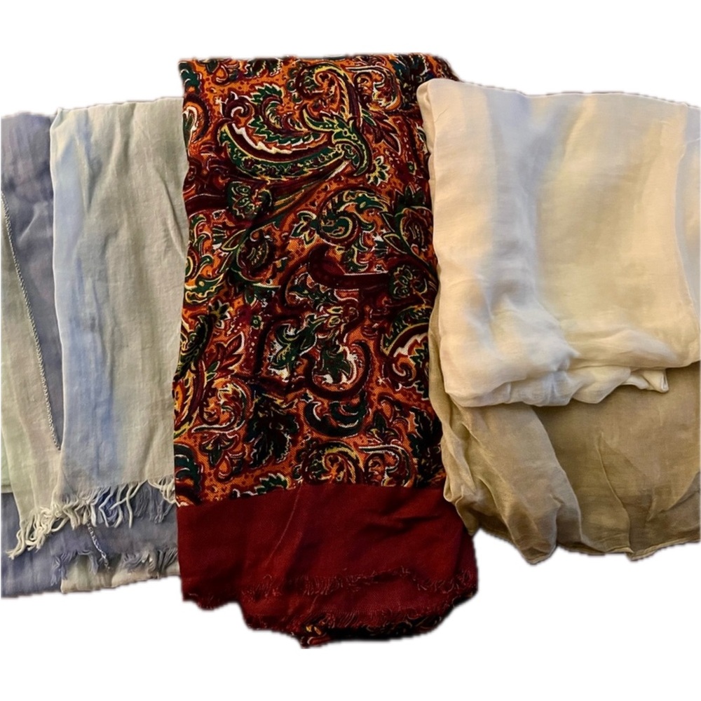 Colorful Paisley and Hombre Scarves Set